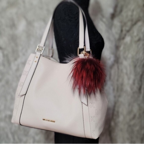 🎀 Michael Kors 3 SET Matching Shoulder Bag Tote Handbag Wallet Charm Pom NWT - Picture 12 of 14